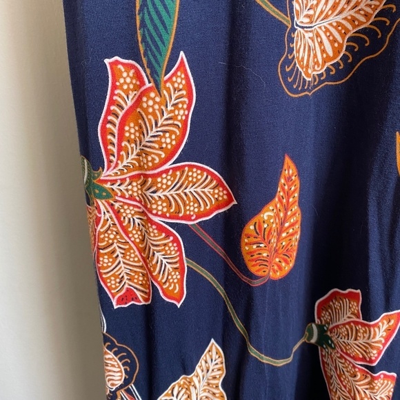 LOFT Navy Floral Midi Dress - Picture 3 of 14